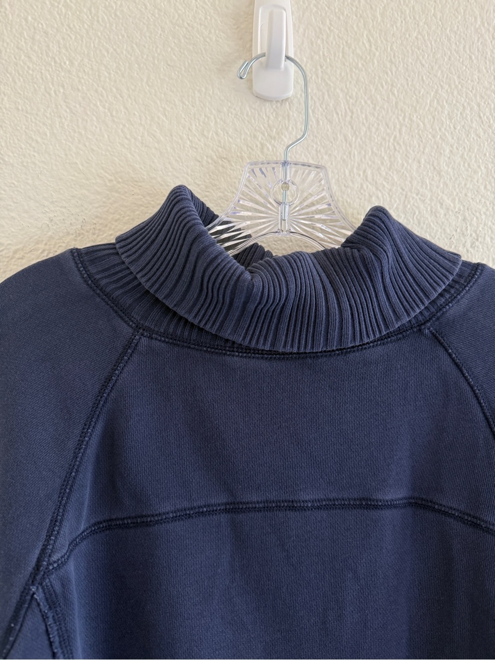aerie Navy Ribbed Funnel Neck Sweatshirt - Picture 5 of 10